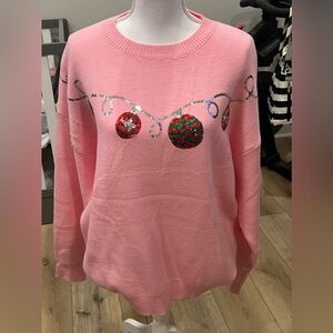 Pink Christmas ornament sweater Size L